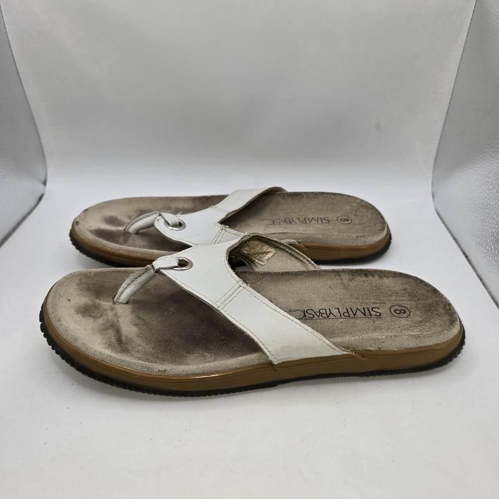 Simply Basic Women's White Flip Flop Sandals Size US 8 Casual Beach Thong Style